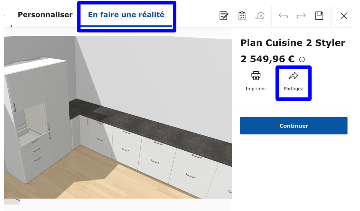 2. Cliquez sur l'étape "En faire une réalité" et "Partagez".